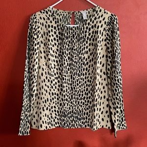 J Crew Scoopneck Wildcat Leopard Print Blouse size 2